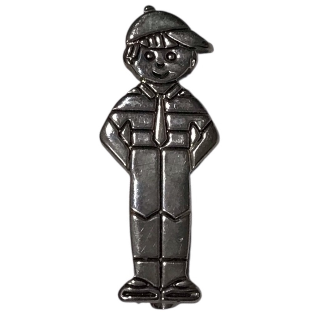 Best Boy Brooch Pin & Pendant Charm Figurine Pewter Tone Costume Jewelry Vtg